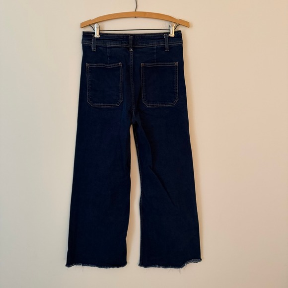 Zara The Patch Pockets Marine Straight Jeans Dark Wash Size US 8 - Picture 2 of 11